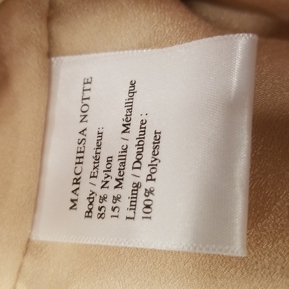 💕MARCHESA NOTTE💕 Glitter Ruffle Asymmetric Cocktail Dress ~ Champagne 4 NWT - Picture 11 of 11